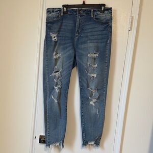 Cello Ripped Ankle Jeans in Blue